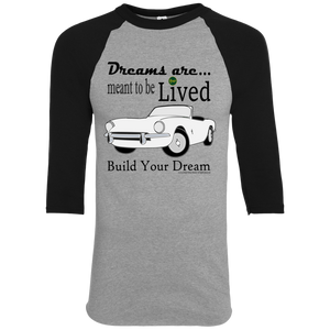 Dreams are Meant to Be Lived - White TRSF on Black Colorblock Raglan Jersey